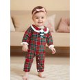 thumbnail image 4 of BemeyourBBs Baby Girl Christmas Jumpsuit Long Sleeve Doll Collar Plaid Romper, 4 of 9