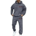 thumbnail image 2 of RUTAYY Men's Outfits Casual Long Sleeve Hoodie and Jogger Pants Streetwear Comfortable 2 Piece City Print Outdoor Activities Trendy Travel Sets, 2 of 4