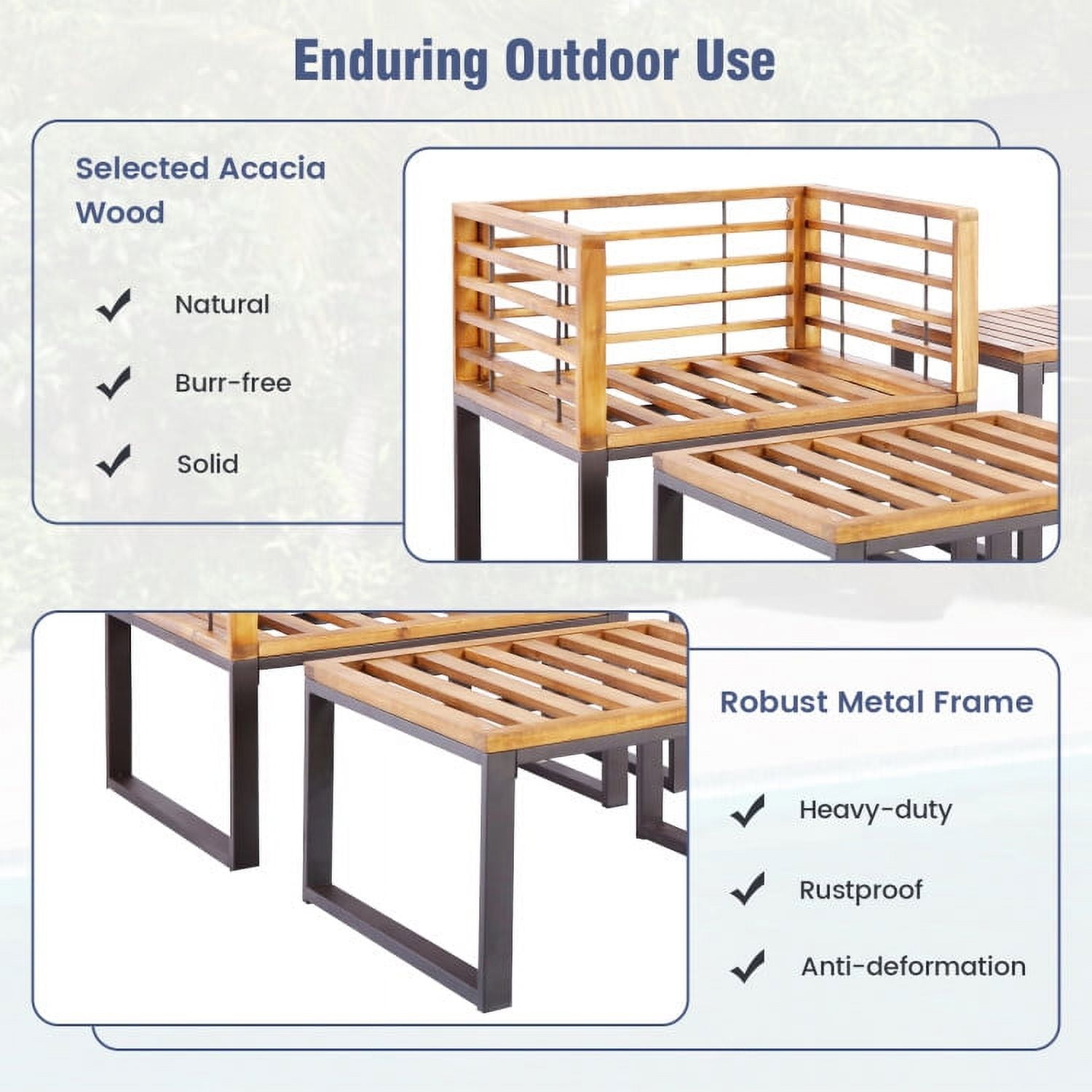 Aimee Lii 5 Pieces Patio Acacia Wood Conversation Set with Cushioned, Patio Table and Chairs Set, Outdoor Patio Set, Navy Aimee Lii 5 Pieces Patio Acacia Wood Conversation Set with Cushioned, Patio Table and Chairs Set, Outdoor Patio Set, Navy