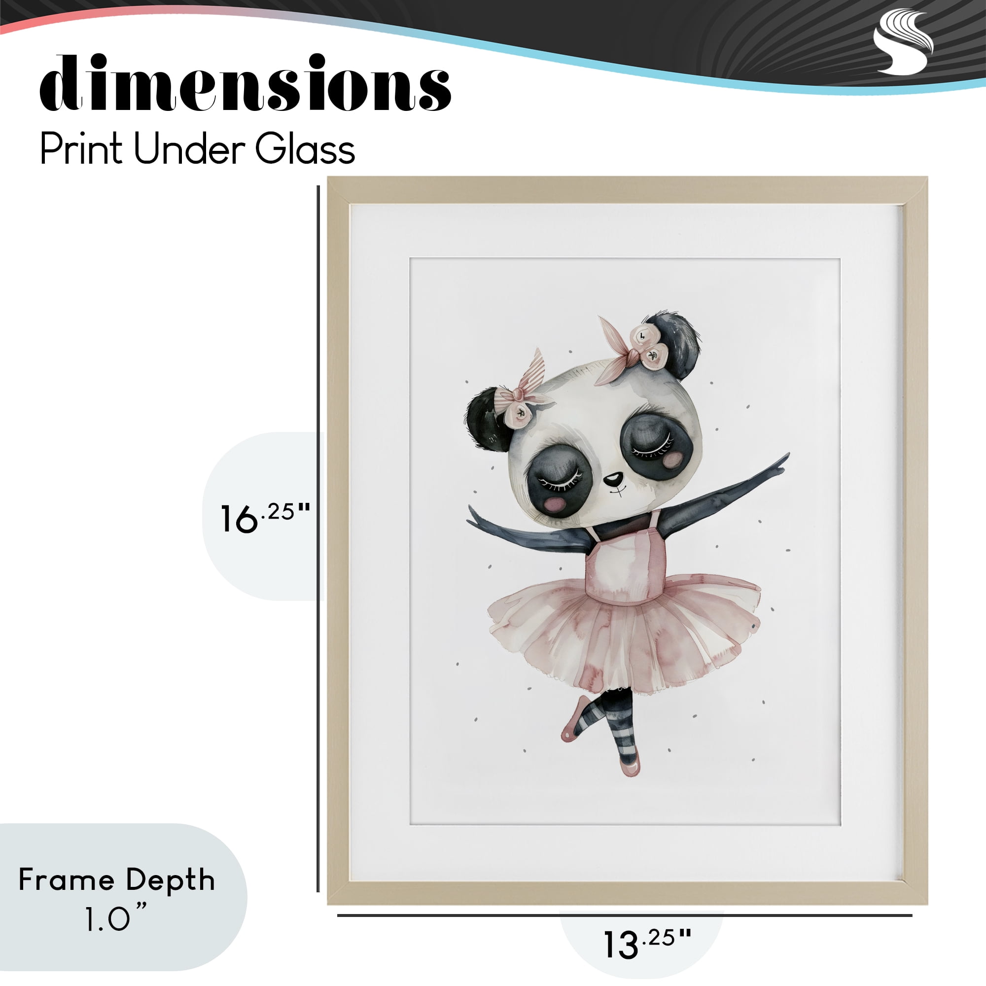 Stupell Industries Ballerina Panda in Pink Tutu Birch Framed Print Under Glass, design by LSR Design Studio