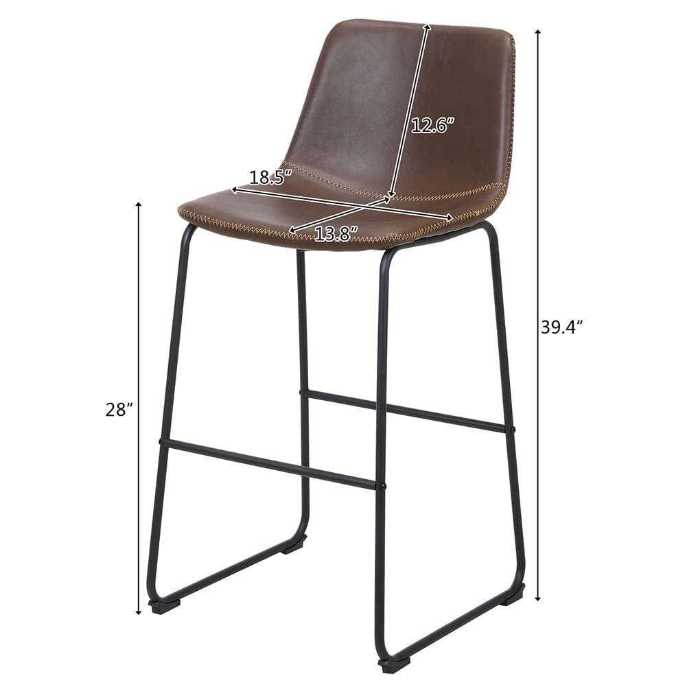 Lowestbest Retro High Stool, Bar Stool with Backrest for Restaurant Office, Dark Brown