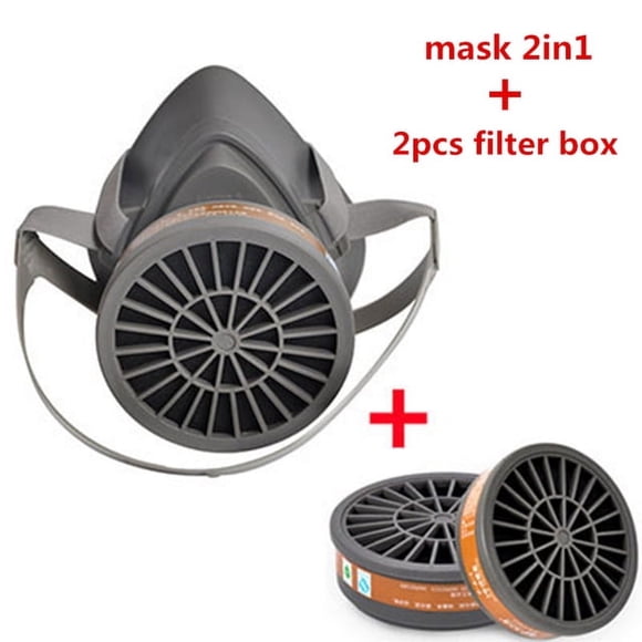 Reusable Respirator Mask With 2 Activated Carbon Filters - Smoke & Chemical Protection For Welding, Painting, DIY, Toxic Fumes & Industrial Work (NIOSH Standard)