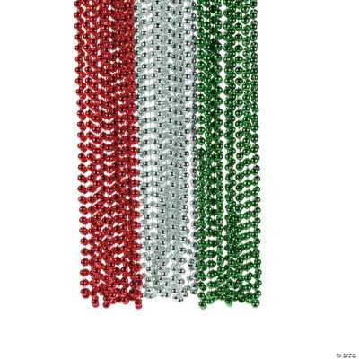 Red, Green, Silver Beaded Necklaces - Jewelry - 48 Pieces