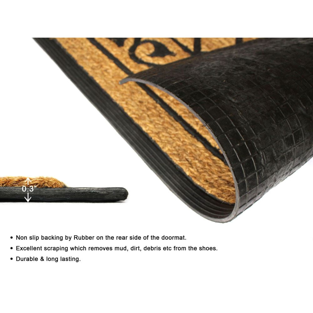 Rugsmith Moulded Rubber Coir Honeysuckle Indoor and Outdoor Doormat, 24" x 36"
