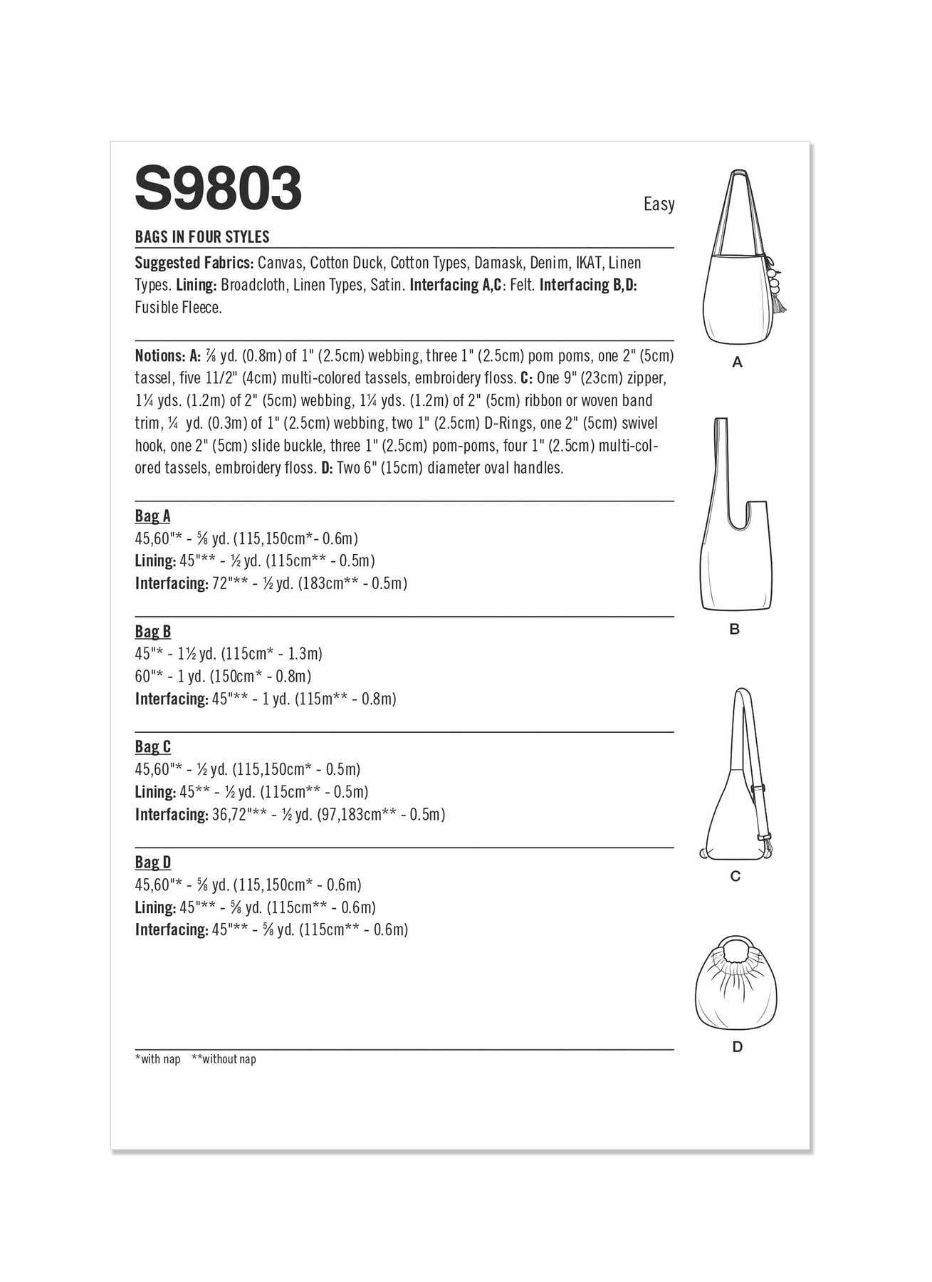 Simplicity Sewing Pattern 9803 - Bags in Four Styles by Elaine Heigl Designs, Size: OS (One Size) - image 2 of 6