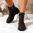 thumbnail image 6 of Puntoco Women's Chelsea Dress Boots Square Toe Ankle Boots for Women Lace Up Business Work Shoes Brown 9.5, 6 of 8
