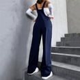 thumbnail image 4 of Women's Wide Leg Overalls Loose Casual Bib Jumpsuit Adjustable Strap Pockets, 4 of 8