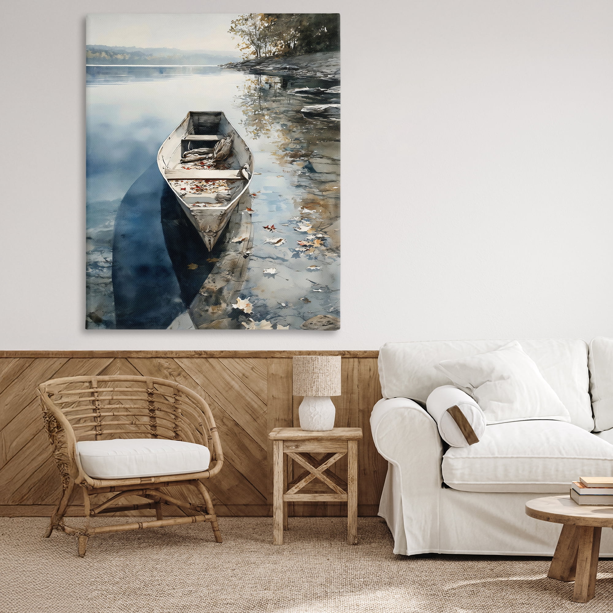 Stupell Industries Boat In The Fall Reflection Canvas Wall Art, design by Franklyn Gregory