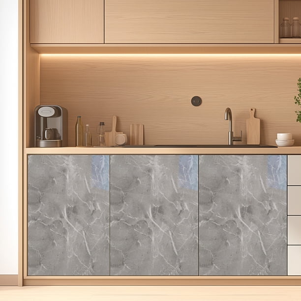 Papel contacto mármol de 118 x 24 pulgadas para encimeras y armarios, película impermeable gris adhesivo y resistente al aceite para cocina y baño