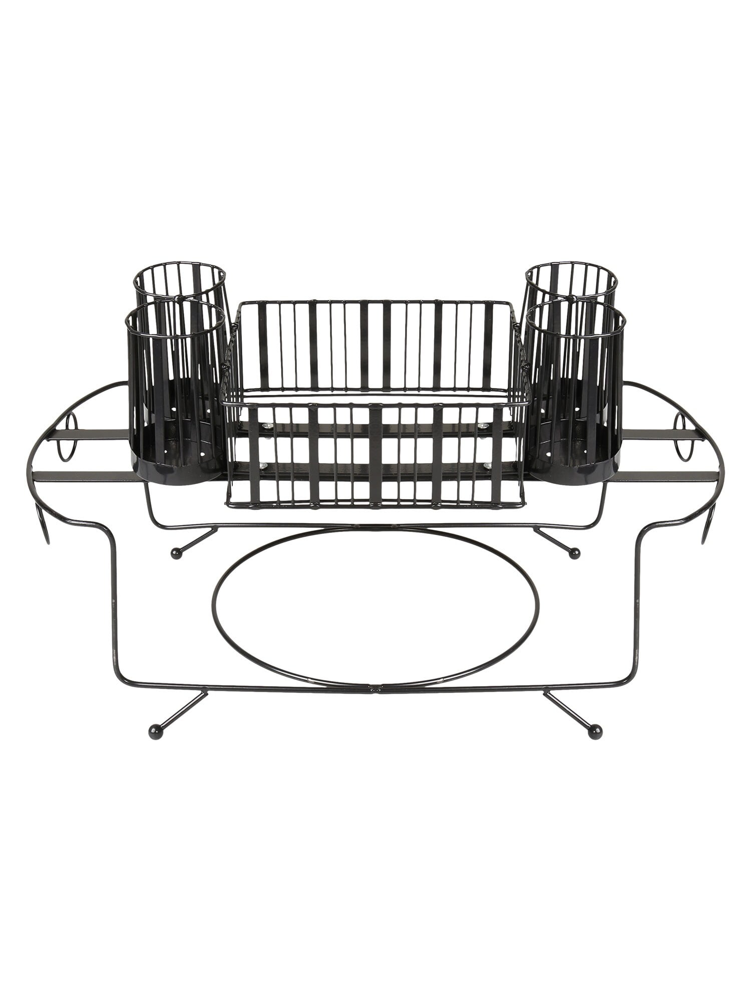 HOME DISTRICT Buffet Caddy 2 Tier Silverware Holder Plate Holder, Black