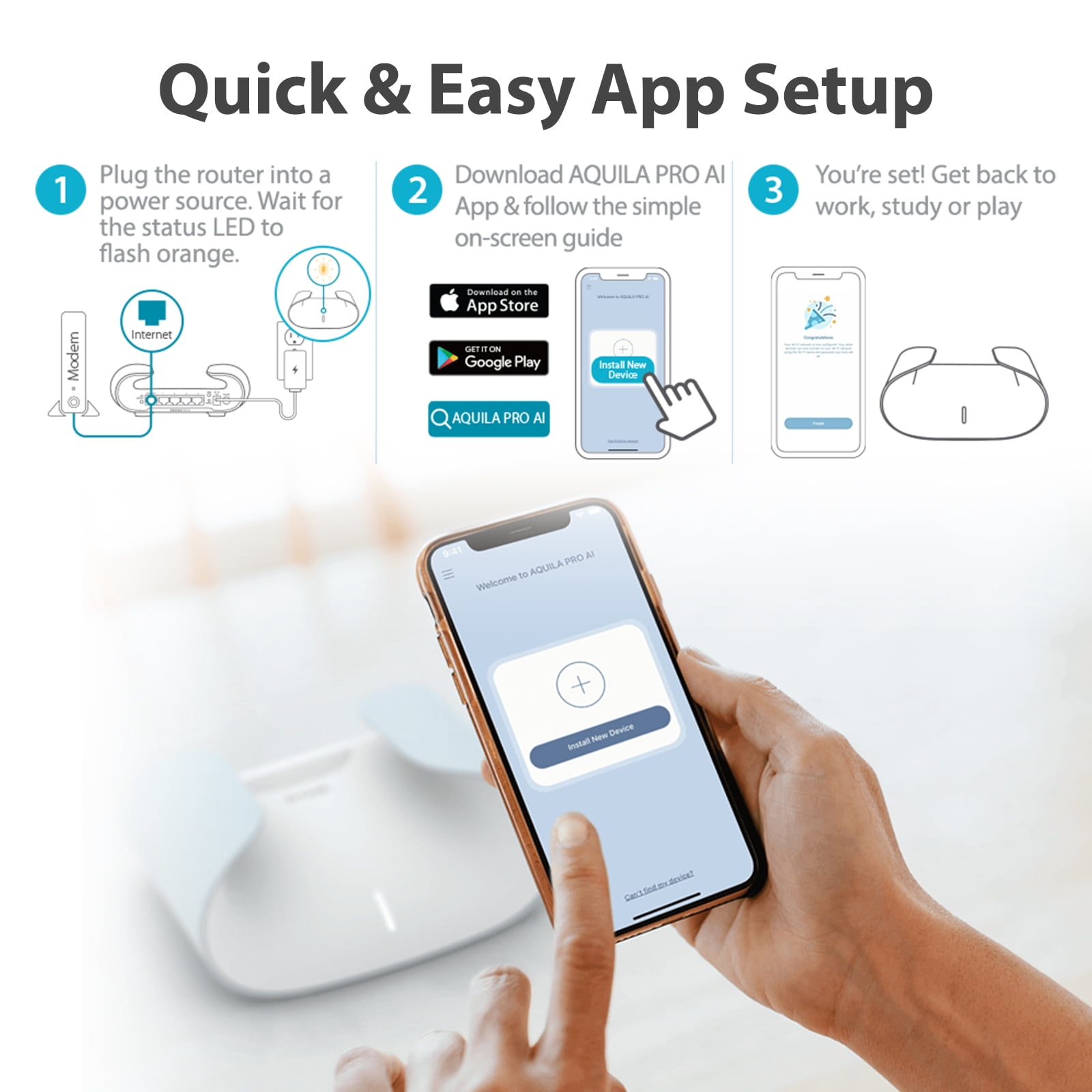 D-Link Aquila Pro AI AX3000 Dual Band Wi-Fi 6 M30 Smart Mesh Router 1 Each