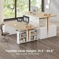 thumbnail image 3 of SEDETA 63" Standing Office Desk with Storage, Height Adjustable Executive Desk witj Power Outlets & Open Shelves, Large Computer Desk with Privacy Panel for Home Office, White, 3 of 9
