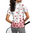 thumbnail image 2 of COEQINE Women 1/4 Zip Golf Shirts Workout Lightweight Polo Shirts Red Rose and Heart Print Short Sleeve Golf Tops Pullover Moisture Wicking Athletic Tops for Valentine's Day, M, 2 of 7
