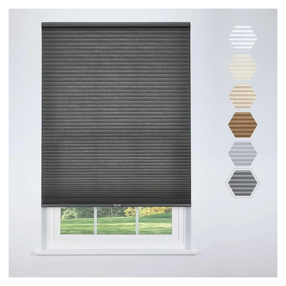 Cordless Cellular Light Filtering Shade 45 3/4 W x 66 H, Dark Grey (Arrives 1/4" Narrower)