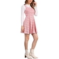 thumbnail image 4 of VESTIDO PINAFORE A-LINE SIN MANGAS DE TWEED A CUADROS PARA MUJERES CHIC XS ROJO Y BLANCO, 4 of 5