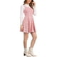 thumbnail image 4 of Vestido A-Line sin mangas de tweed a cuadros para mujer INSPIRE CHIC XL Rojo Blanco, 4 of 5