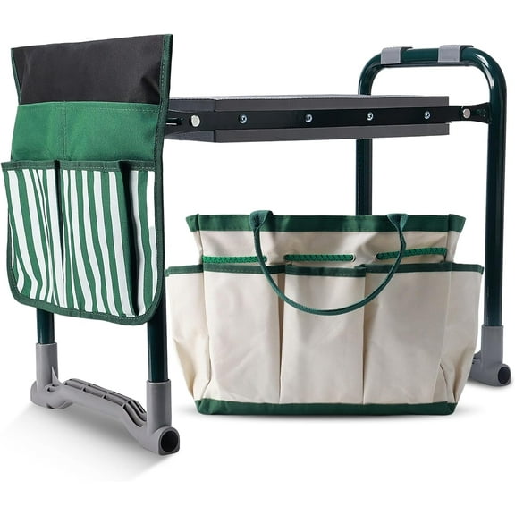 Garden Kneeler and Seat with Upgraded Widened 10 Inch Thick Kneeling Pad,Garden Kneeler Stool Heavy Duty,Folding Garden Chair, Bench Stool with 2 Tool Pouches Gifts for Parent