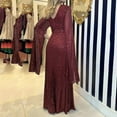 thumbnail image 6 of HJYCHN Elegant Sequin Beaded Evening Gown with Long Sleeves and V-Neck for Wedding Guest formal Occasions Wine M, 6 of 6