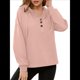 thumbnail image 3 of Sudadera con Capucha para Mujer, Cuello Abotonado, Cordón Ajustable, Sudadera Informal de Larga, Camisetas. Rosa L, 3 of 10