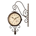 thumbnail image 1 of Reloj de pared de doble cara con diseño vintage, silencioso, de 4,72 pulgadas, para estación. Números romanos arábigos, 1 of 9