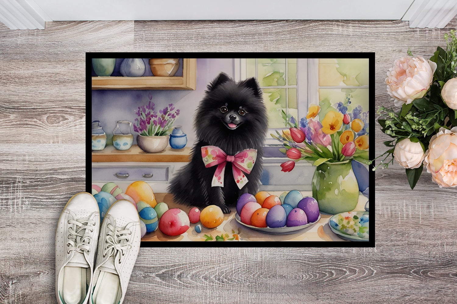 Decorating Easter Pomeranian Doormat 27 in x 18 in