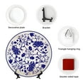 thumbnail image 3 of Honeii Blue And White Porcelain Pattern Print Elegant Bone China Decorative Plate, Porcelain Plate,Art Crafts,Ceramic Ornaments for Home Office Wall Decor-7in, 3 of 5