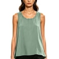 thumbnail image 6 of Pafei Tyugd Womens Linen Tank Tops Plus Size Dressy Lace Crew Neck Summer Tshirts Loose Fit Comfy Sleeveless Shirts for Daily Wear Green XL, 6 of 8