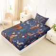 thumbnail image 4 of Castle Fairy Cute Cartoon Woodland Animal Twin Sheets 3pcs for Boys,Deer Bear Fox Owl Mushroom Pine Bedding,Navy Brown White,1 Fitted Sheet, 1 Flat Sheet and 1 Pillowcase, 4 of 6