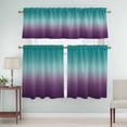 thumbnail image 5 of Cyan Turquoise Curtain Valances Set Purple Gridient Kitchen Curtains 24&nbsp;inch Length Rod Pocket Valance and Tiers 3 Piece Set Small Bedroom Bathroom Laundry Decor, 5 of 9