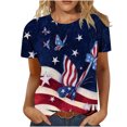 thumbnail image 1 of Día de la Independencia Mujer Casual Sexy Moda Verano Camiseta de cuello redondo Impreso Manga corta Tops Blusa Pompotops hkajfhjk468481, 1 of 4