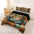 thumbnail image 2 of jejeloiu Rustic Pike Fishing Full Size Comforter Sets,Cabin Plaid Pattern Bedding Comforter Set For Boys,Multicolor Brown,Black Reversible,3-Piece,1 Comforter and 2 Pillowcases, 2 of 7