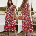 thumbnail image 1 of FcBaudy Robe à Manches Courtes à Col en V, Robes d'Été pour Femmes, Robes pour Femmes Robe à Imprimé Floral Longueur Genou Robe Robe à Manches Courtes Robe Femme, 1 of 9