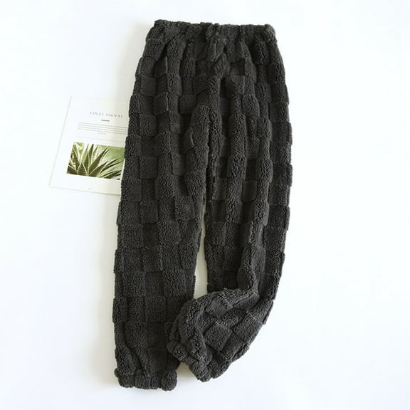 Elvqul Womens Pajamas Pants,Pajamas for Women,Winter Holiday Flannel Comfortable Soft Pants Only,Gray,Size L