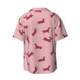 thumbnail image 5 of Uemuo Dachshund Dog Puppy Pattern Cotton Linen Short Sleeve Shirts,Casual Lightweight Button Down Shirts,Vacation Beach Summer Tops-, 5 of 7