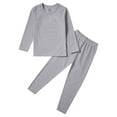 thumbnail image 5 of Sinleey Kids Boys Girls Striped Thermal Underwear Long Johns Set Long Sleeve T-Shirt Base Layer Underwear with Leggings Gray 5-6, 5 of 7