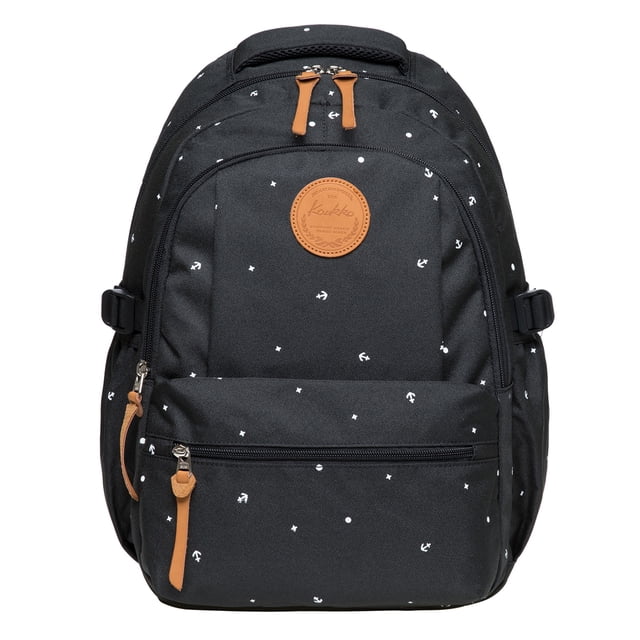 Mochila KAUKKO para la escuela y el ocio con compartimento para portátil de 15 pulgadas, 30 * 15 * 45 cm, 20,2 L (24 negro) KAUKKO KS24-Black