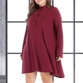 thumbnail image 4 of cfhntfmh Robes Grande Taille pour Femmes Confortables Col Montant Boutons Manches Longues Robe Mini Automne Douce T-Shirts Surdimensionnés Robe, 4 of 5