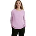 thumbnail image 2 of yoeyez Cotton Linen Tops for Women 3/4 Sleeve Tunic Tops Loose Crew Neck Solid Color T Shirts Dressy Lightweight Business Casual Blouse Pink,XXL, 2 of 6