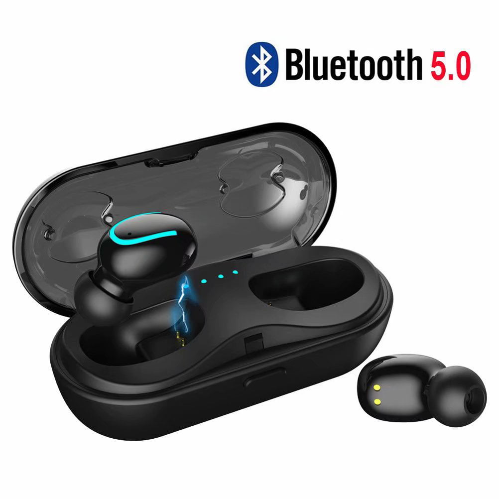 QueenDer Bluetooth 5.0 Headphones Wireless Semi In Ear Earphones Wireless TWS Touch Control Microphone Headset for iPhone Android Black0