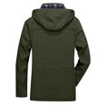thumbnail image 4 of IROINNID Men's Long Sleeve Parka Mid-Length Hooded Jacket Solid Color Loose Tooling Warm Thick Closure Button Coat, 4 of 5