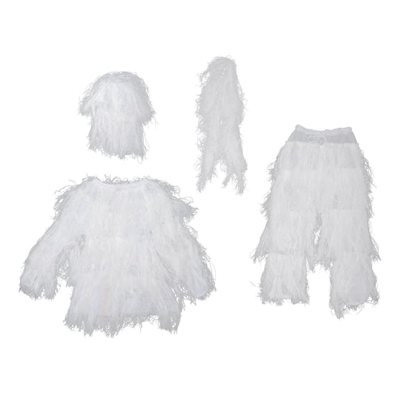 Traje Ghillie de camuflaje táctico para francotirador, 4 piezas, para caza, bosque y nieve Niño