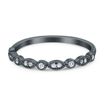 Black Tone, Simulated Cubic Zirconia Size-8 Half Eternity Marquise Wedding Band 925 Sterling Silver