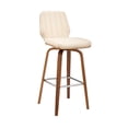 thumbnail image 2 of Renee 30" Swivel Cream Faux Leather and Walnut Wood Bar Stool, 2 of 10