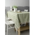 thumbnail image 4 of Cotton Linen Stripe Tassel Tablecloth Stain Resistant Dust-Proof Table Cover for Kitchen Dinning Tabletop Decoration Rectangular, 4 of 10