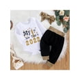 thumbnail image 3 of 2022 My First New Year's Newborn Baby Boy Girl Outfit Long Sleeve Letter T-Shirt Romper +Pants+Headband Winter Clothes Set, 3 of 9