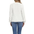 thumbnail image 3 of Long Sleeve Lace Blouses for Women Dressy Casual V Neck Work Shirts Tops XL White, 3 of 6