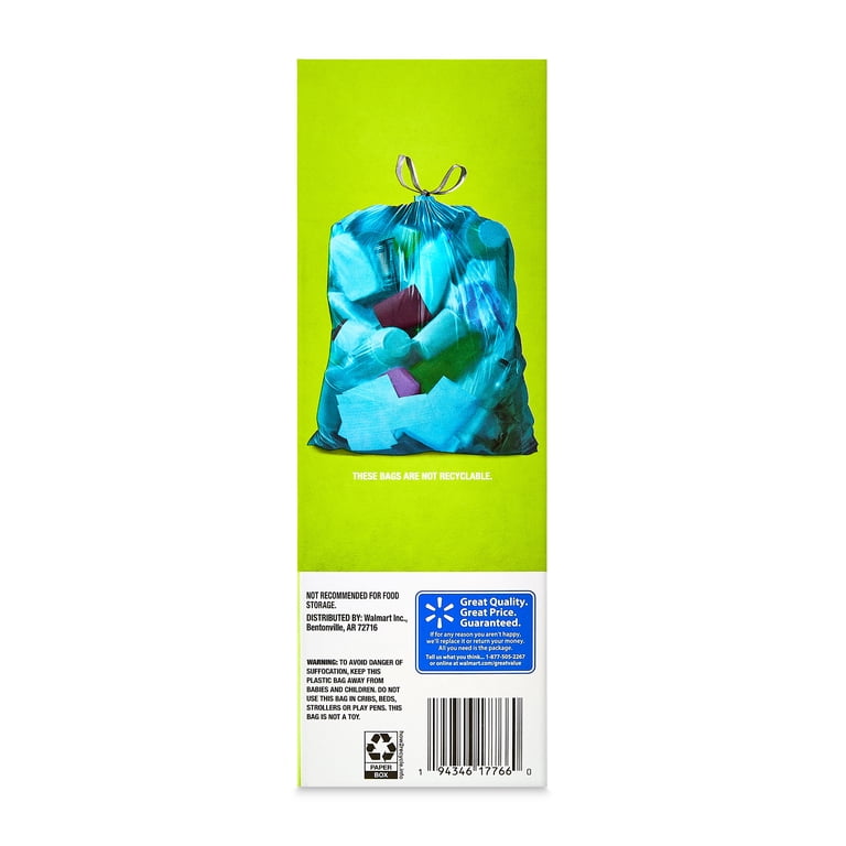 Great Value 30-Gallon Blue Drawstring Recycling Bags, 20 Count photo 6