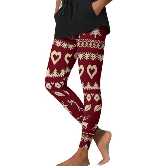 Women's Christmas Print Leggings High Waisted Athletic-Fit Leggings Sweatpants Santa Claus Print Sweatpants Lounge Breathable Yoga Leggings Hiking Outdoor Track Sweatpant
