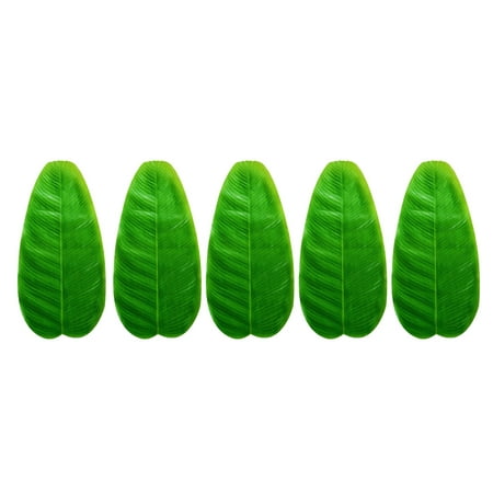 

5pcs Simulation Banana Leaf Placemat Table Mat Artificial Leaves or Hawaiian Luau Jungle Party Supplies Table Decorations (Green Small Tape No Hanlde Style)