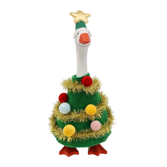 RUINIXCW 7 Inch Christmas Tree Goose Outfits Desk Duck Outfit Mini Porch Goose Outfit for Desk Goose Figurine Holiday Desktop Goose Clothes Christmas Tree Costume with Hat Set (No Goose)